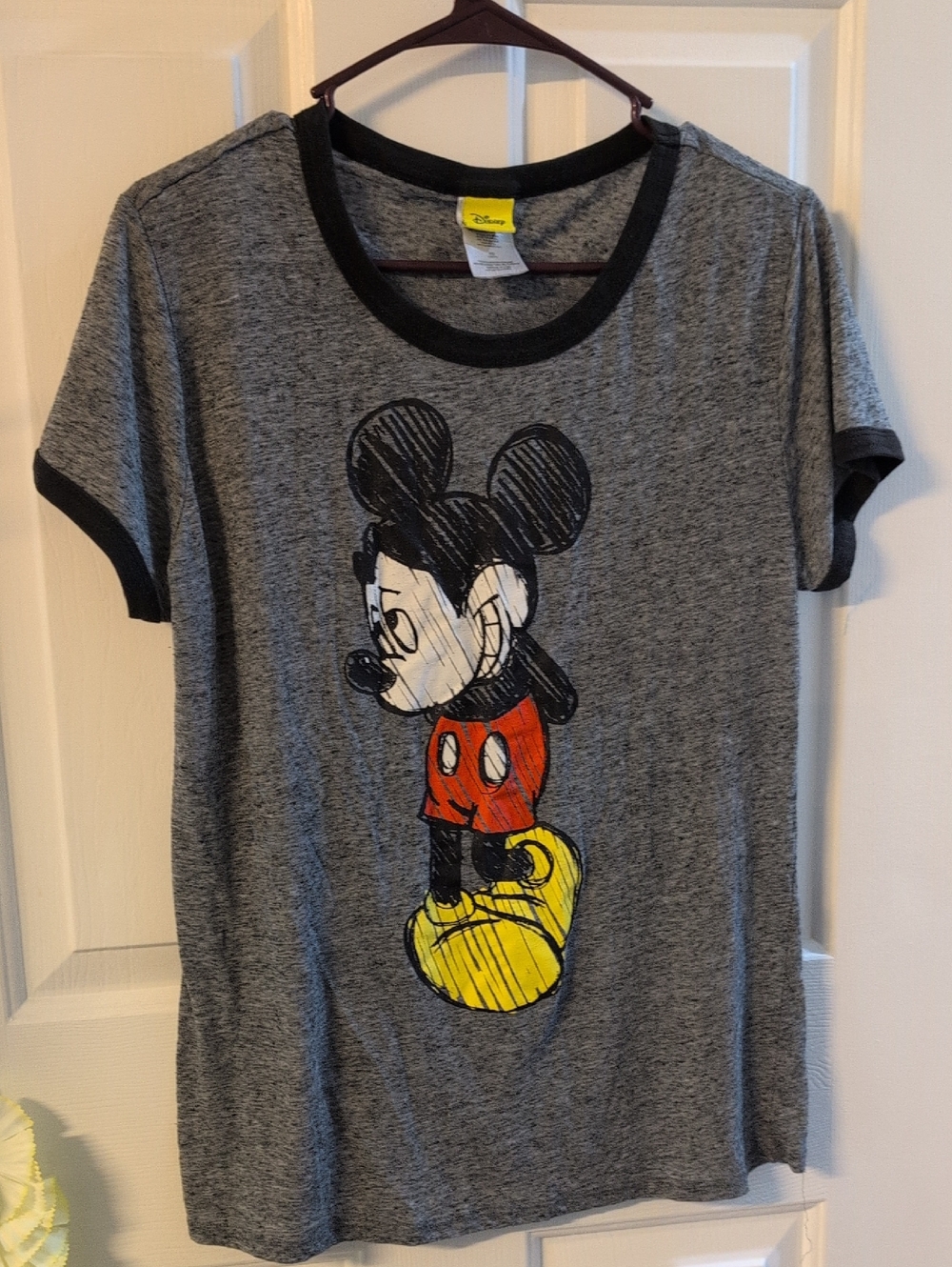 Disney Grey Ringer Tee with Classic Mickey Graphic